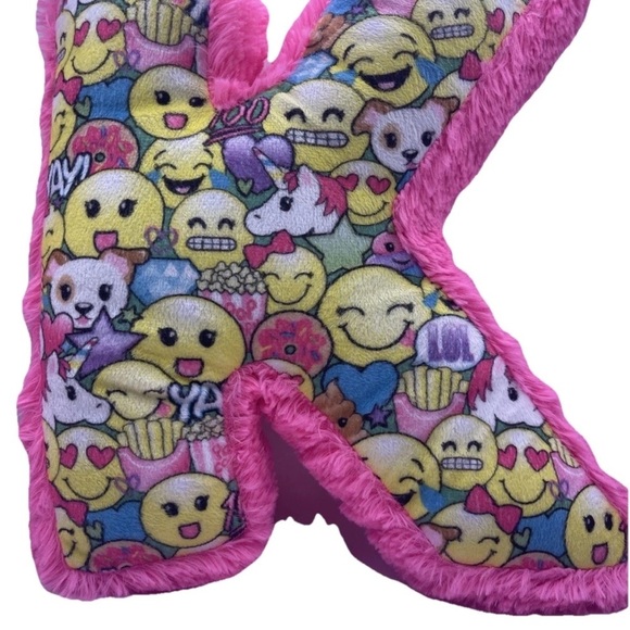 Justice Other - Emoji Plush Letter K Pillow - soft and never used! Pink furry Justice decor